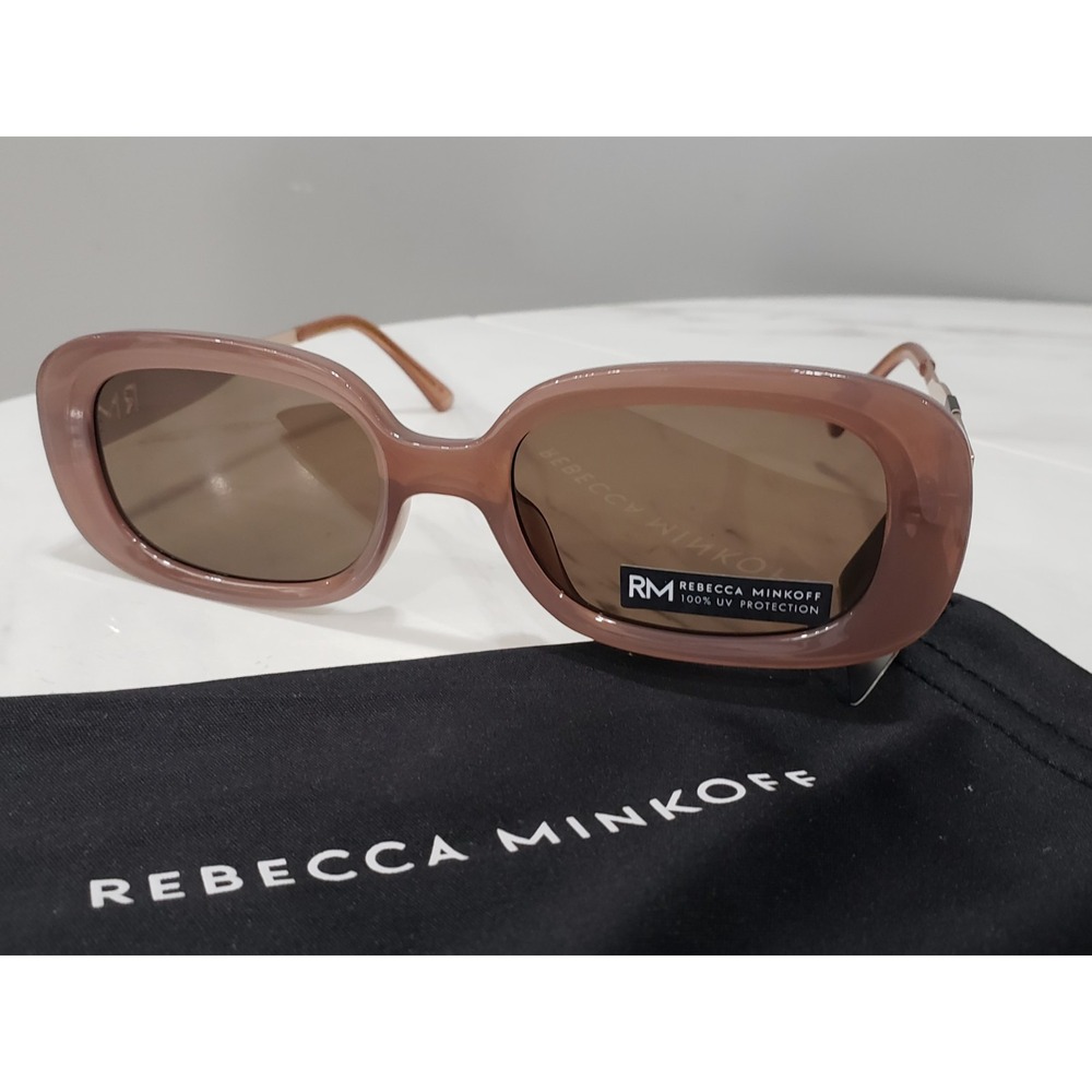 NEW RM Rebecca Minkoff ROSE GOLD PINK DUSTY PINK MAUVE SUNGLASSES RECTANGLE